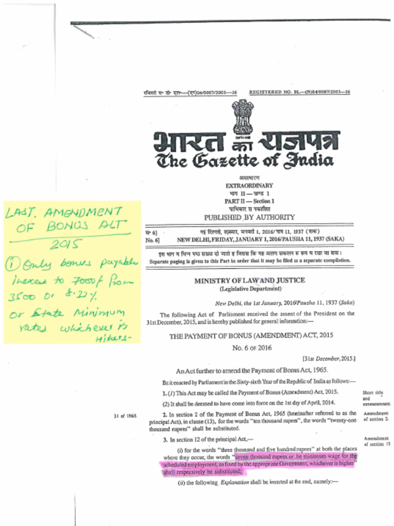 Amendment of Bonus Act | PDF
