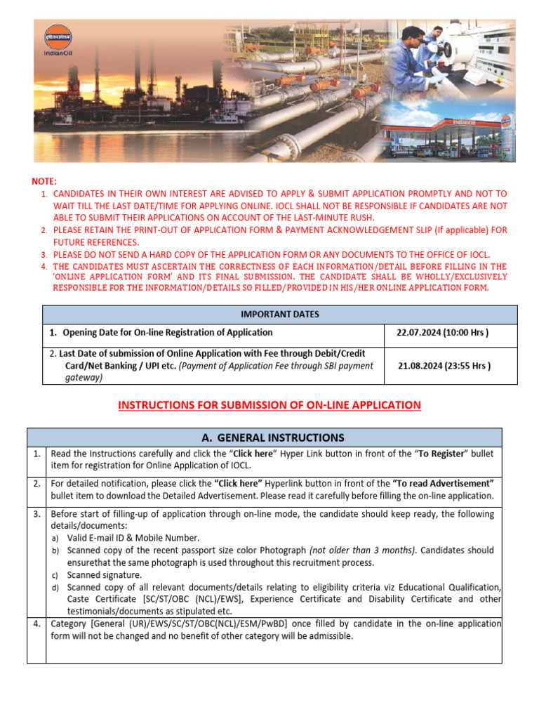 Instructions For Submission of On-Line Application | PDF