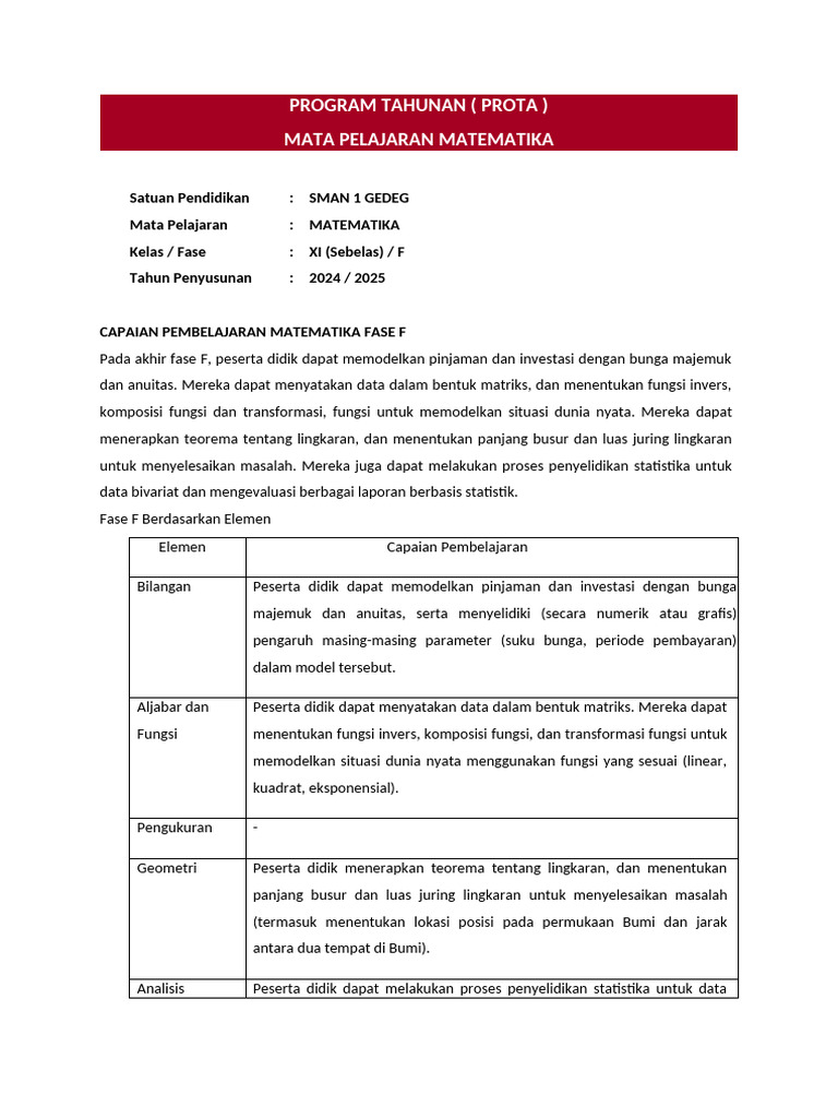 PROTA - Matematika 11 | PDF