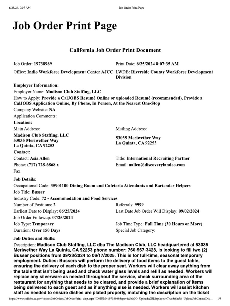 Job Order | PDF