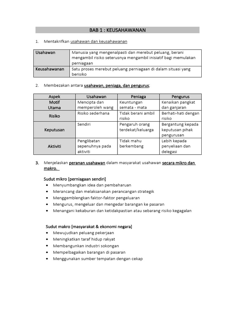 Bab 1 Soalan Dan Jawapan | PDF
