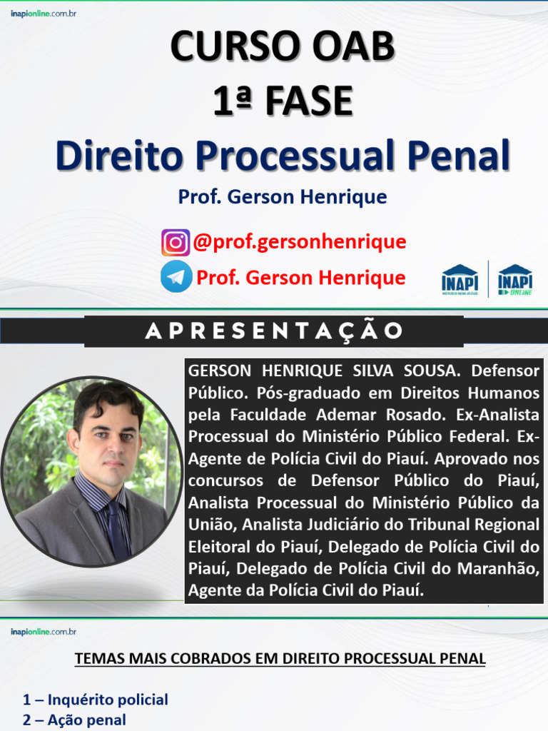 Aula 1 - OAB - 1 Fase - 15-8-2022 | PDF