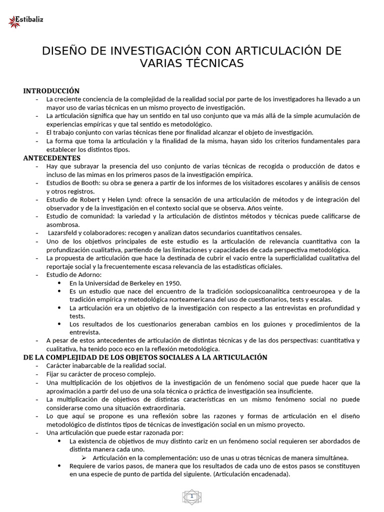Tema 3 - Diseños de Investigación Con Articulación de Varias Técnicas | PDF