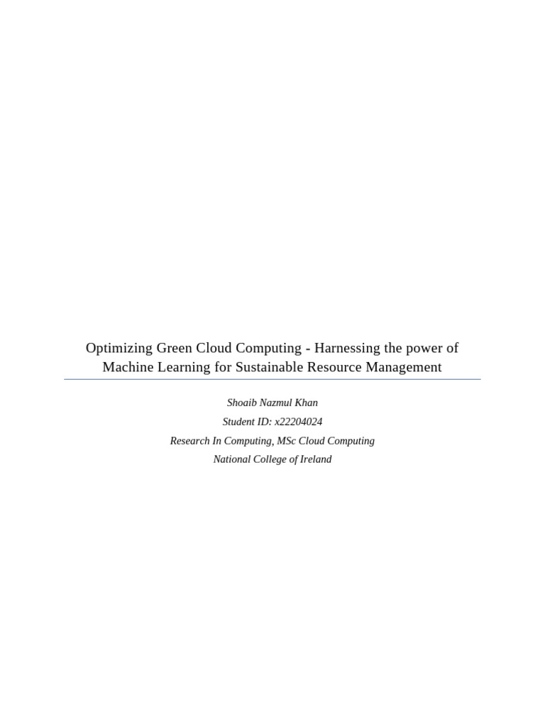 Green Cloud Computing with ML Optimization | PDF | Machine Learning ...