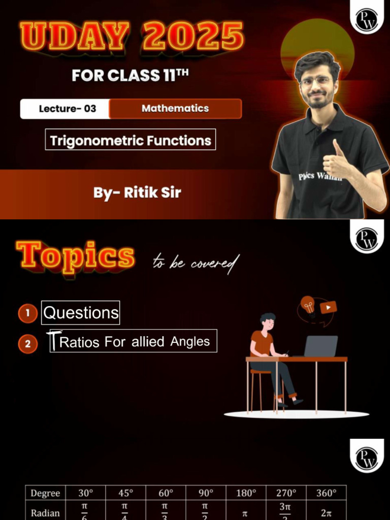 Trigonometric Functions 03 - Class Notes - Uday 2025 | PDF