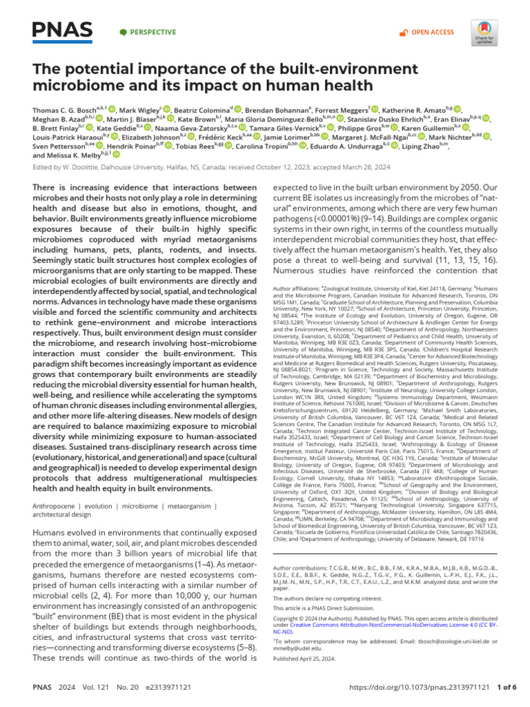 Bosch Et Al 2024 The Potential Importance of The Built Environment ...