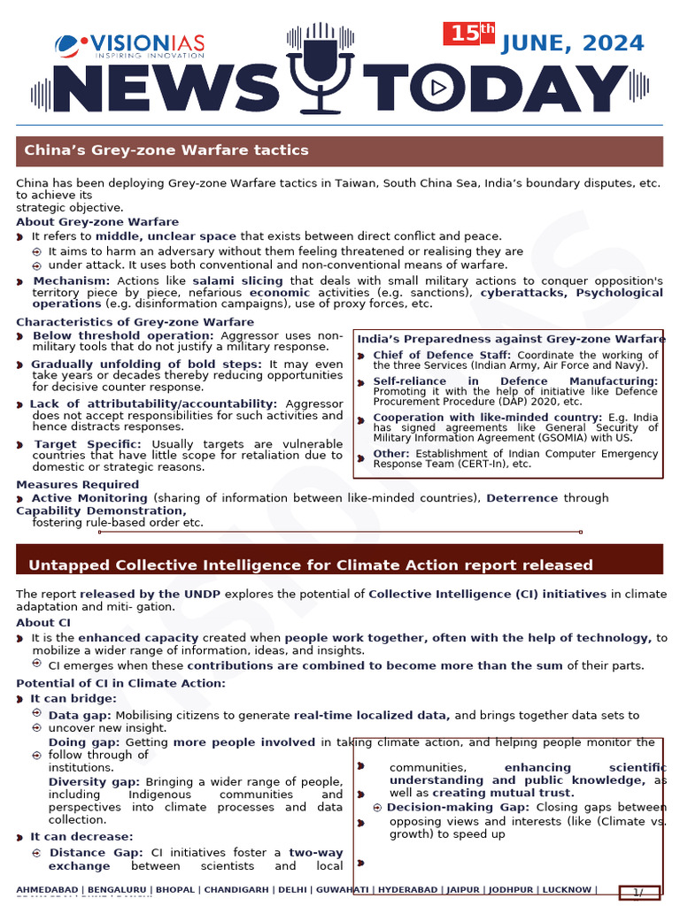 VisionIAS Daily Current Affairs 15 June 2024 | PDF