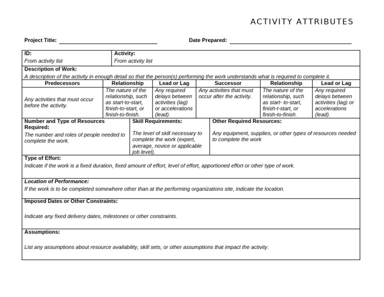 Activity Attributes | PDF