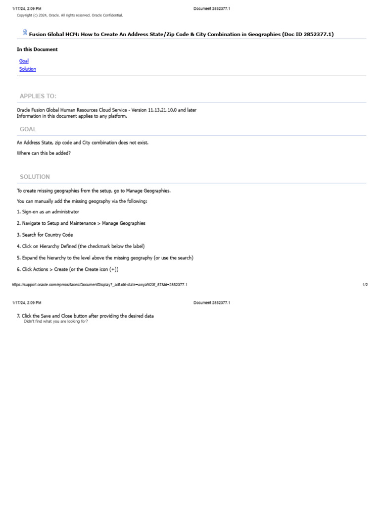 Creating HCM Address Combinations | PDF