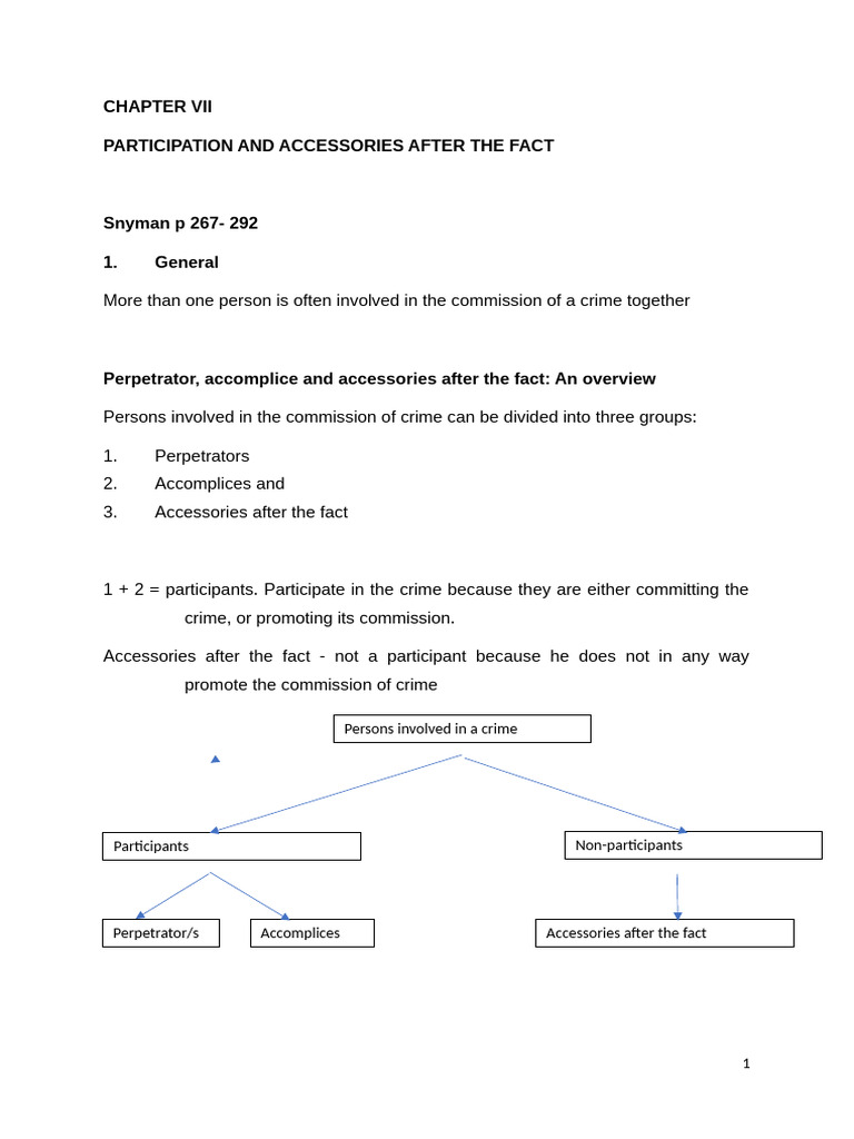 FORP 123 - Study Unit 7 - Participation and Accessories After The Facts ...