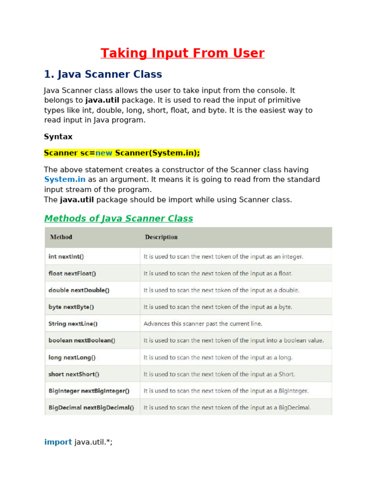 1.4 Taking Input From The User | PDF