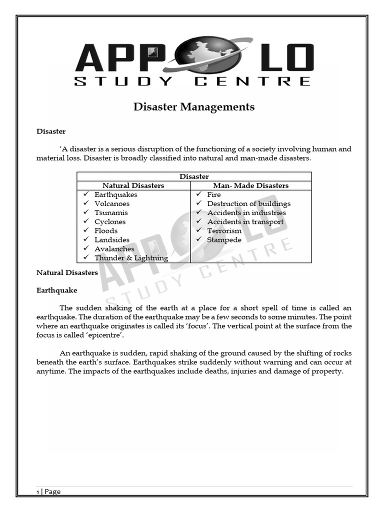 Disaster Management Overview | PDF | Natural Disasters | Tsunami