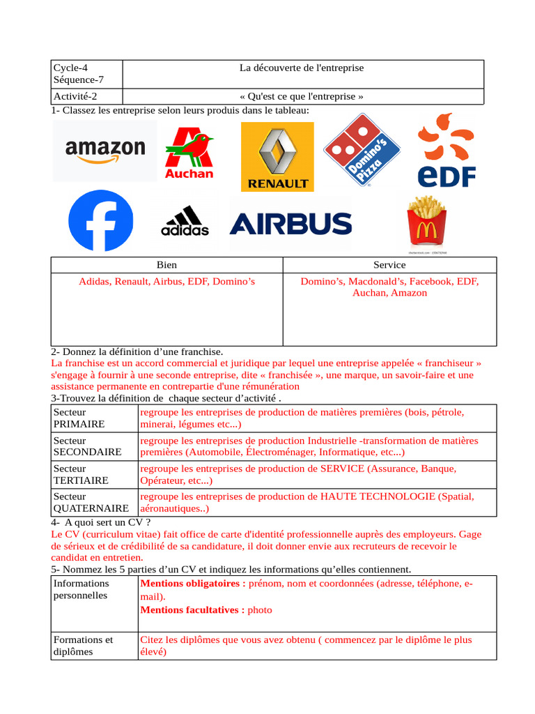 Activité 2 Correction | PDF