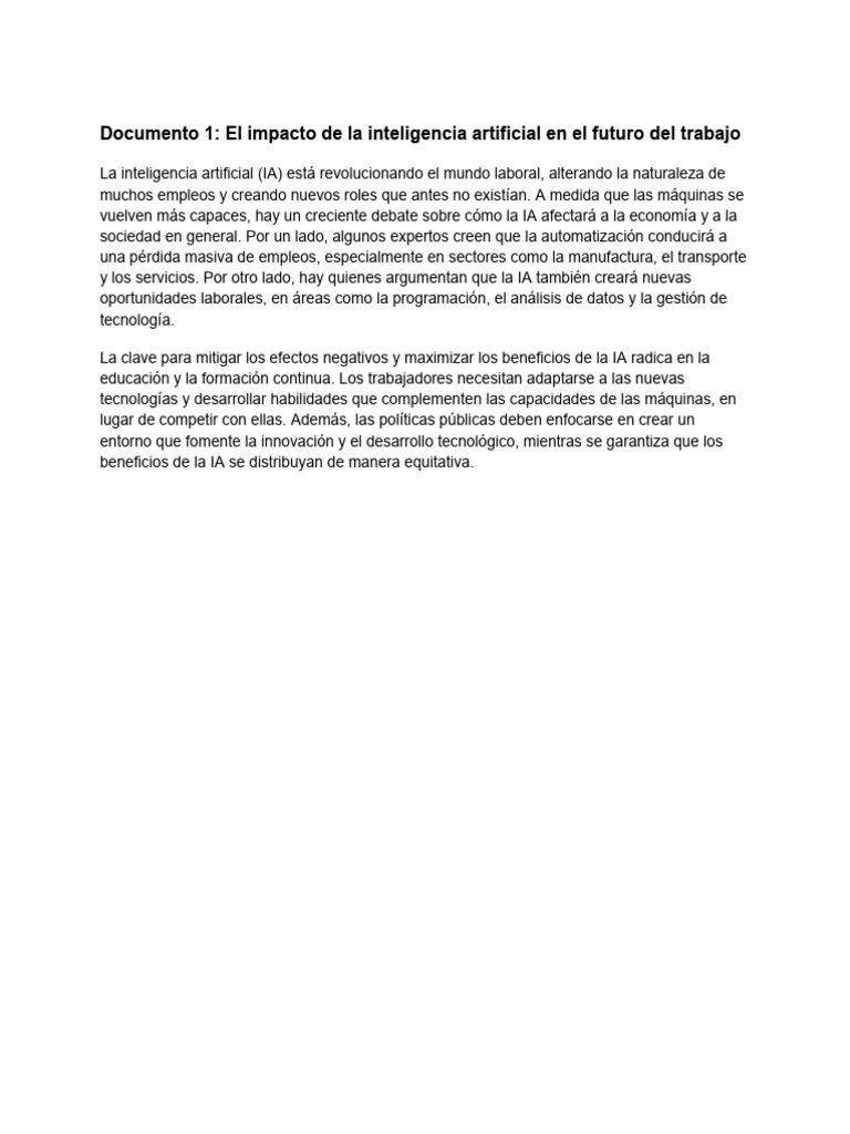 El Impacto de La Inteligencia Artificial en El Futuro Del Trabajo | PDF