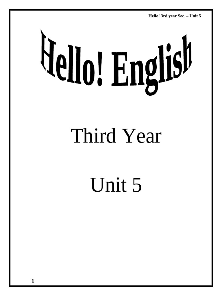 New Hello 3rd Year Unit 5 | PDF