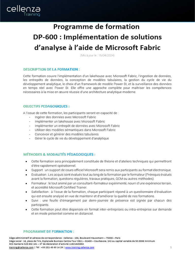 Programme de Formation DP 600 Implementing A Lakehouse With Microsoft ...