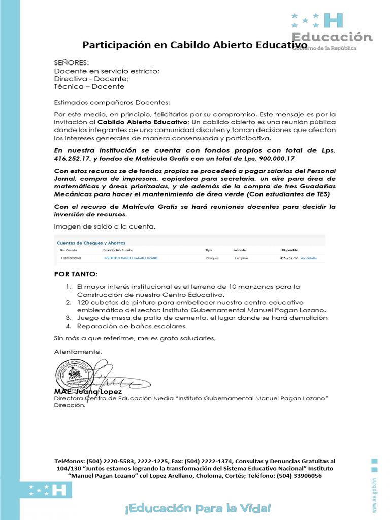 Participacion Cabildo Abierto Educativo Pdf