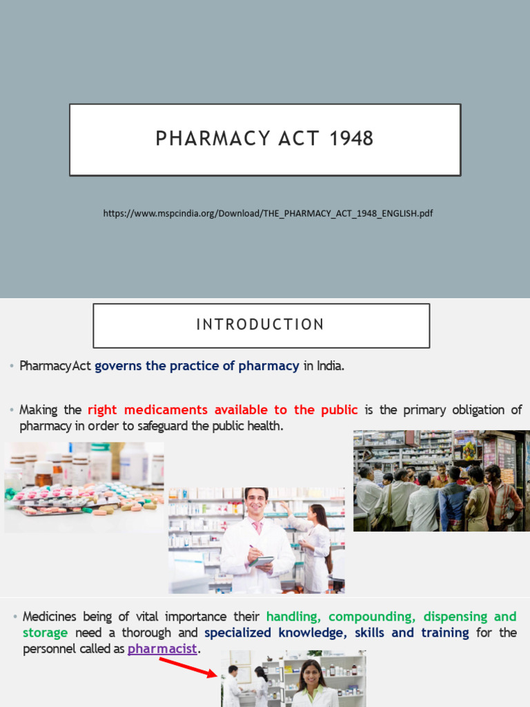 Pharmacy Act 1948 DM 15-8 | PDF