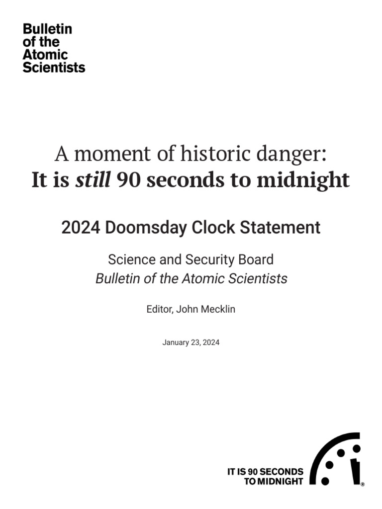 2024-Doomsday-Clock-Statement of The World | PDF | Nuclear Weapons ...