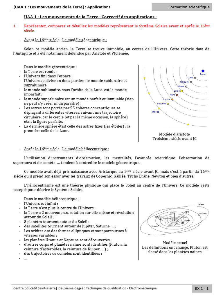 Mouvements de la Terre et Système Solaire | PDF | Planètes | Sciences ...