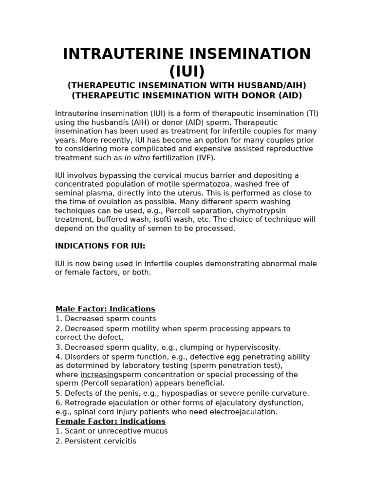 Intrauterine Insemination | PDF