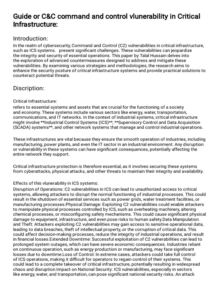 C2 Vulnerabilities in Critical Infrastructure | PDF | Business | Security