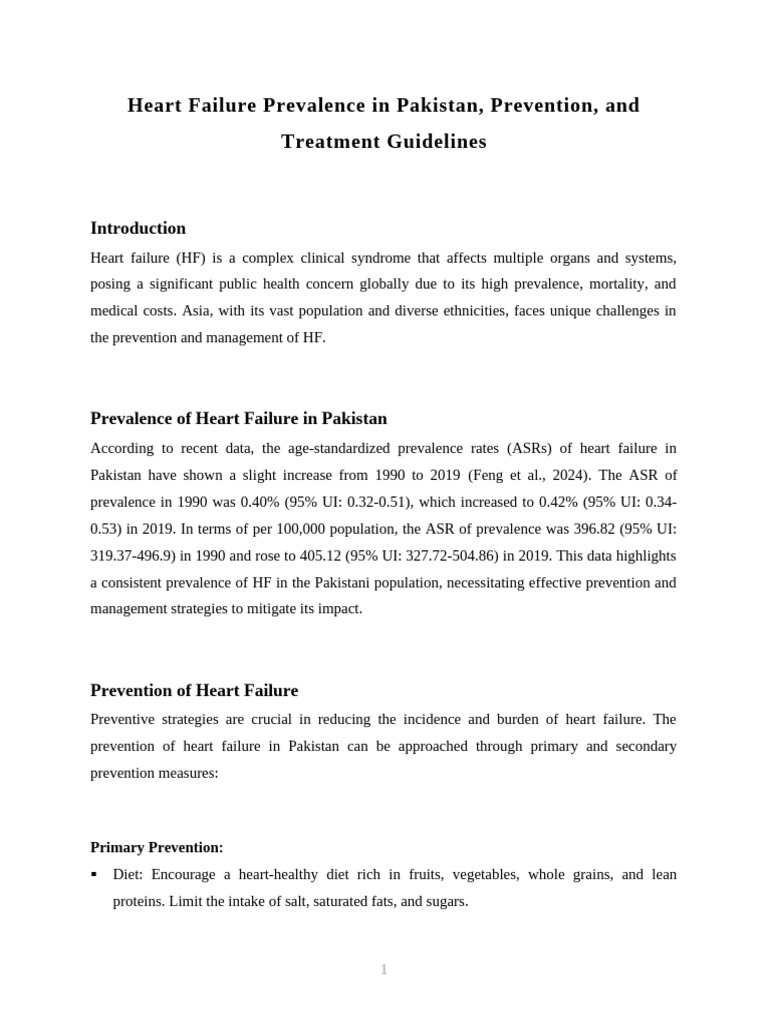 Heart Failure in Pakistan: Prevalence & Guidelines | PDF | Heart ...