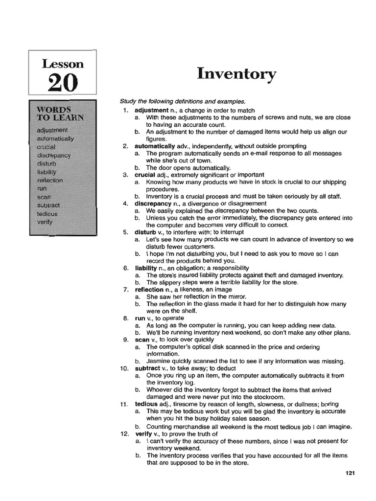 Lesson 20 Inventory | PDF