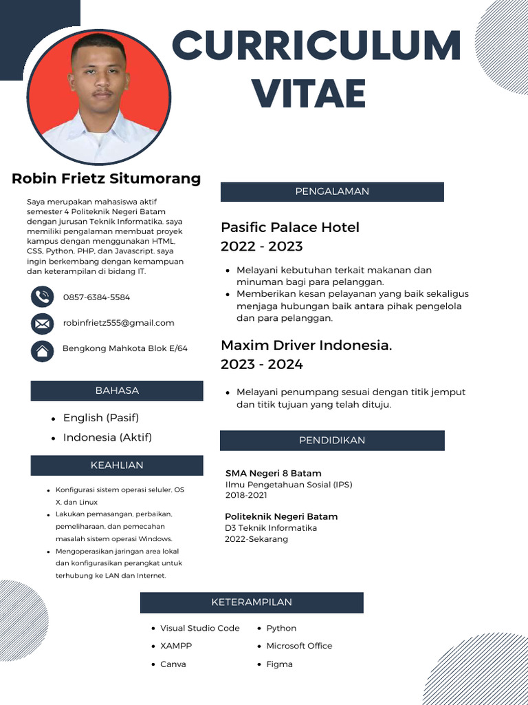 CV - Robin Frietz Situmorang - 3312211096 | PDF