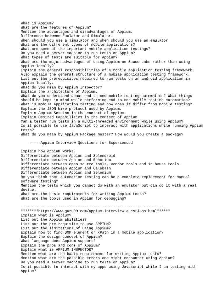 Appium interview questions pdf