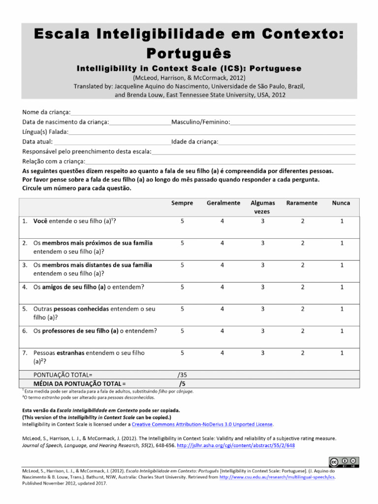 Escala Inteligibilidade-2 | PDF