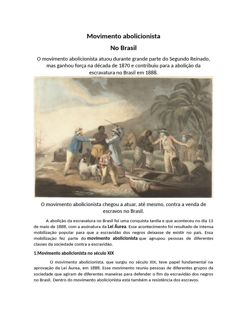 Movimento Abolicionista no Brasil | PDF | Abolicionismo | História