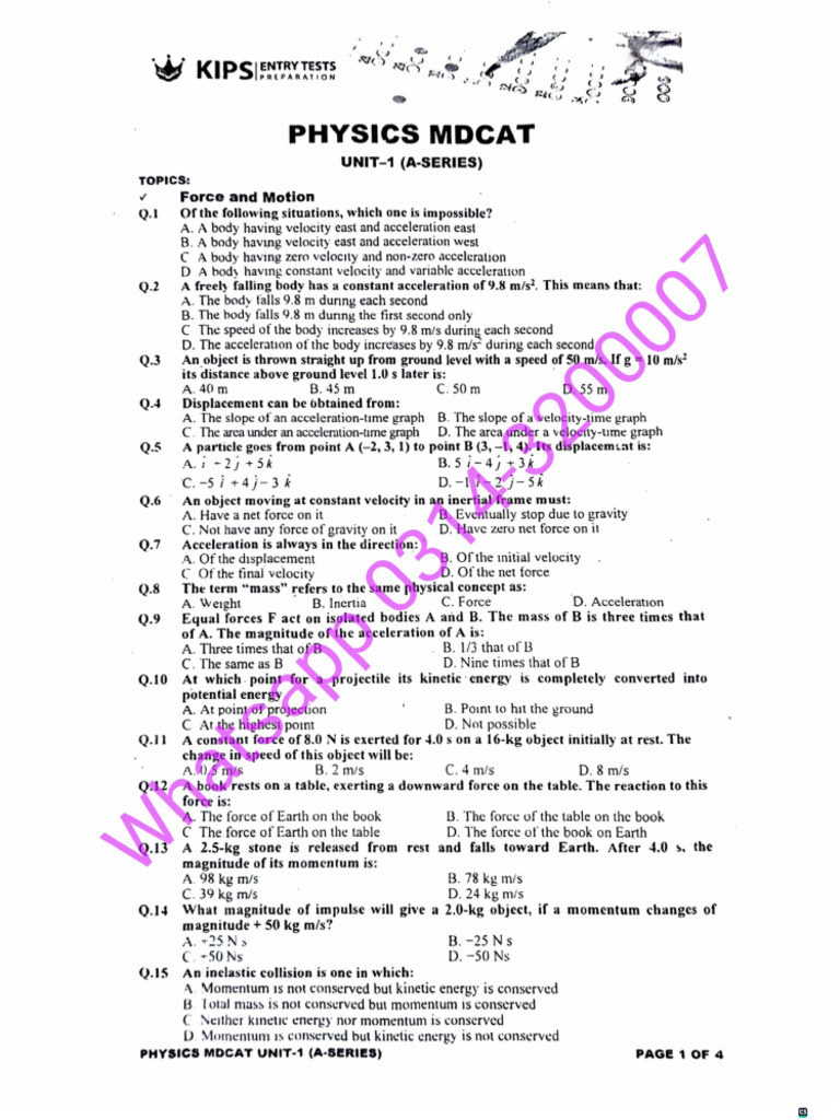 Phy A-Series 2024 + Key | PDF