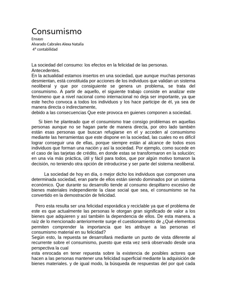 Consumismo y felicidad superficial en la sociedad | PDF | Emile ...