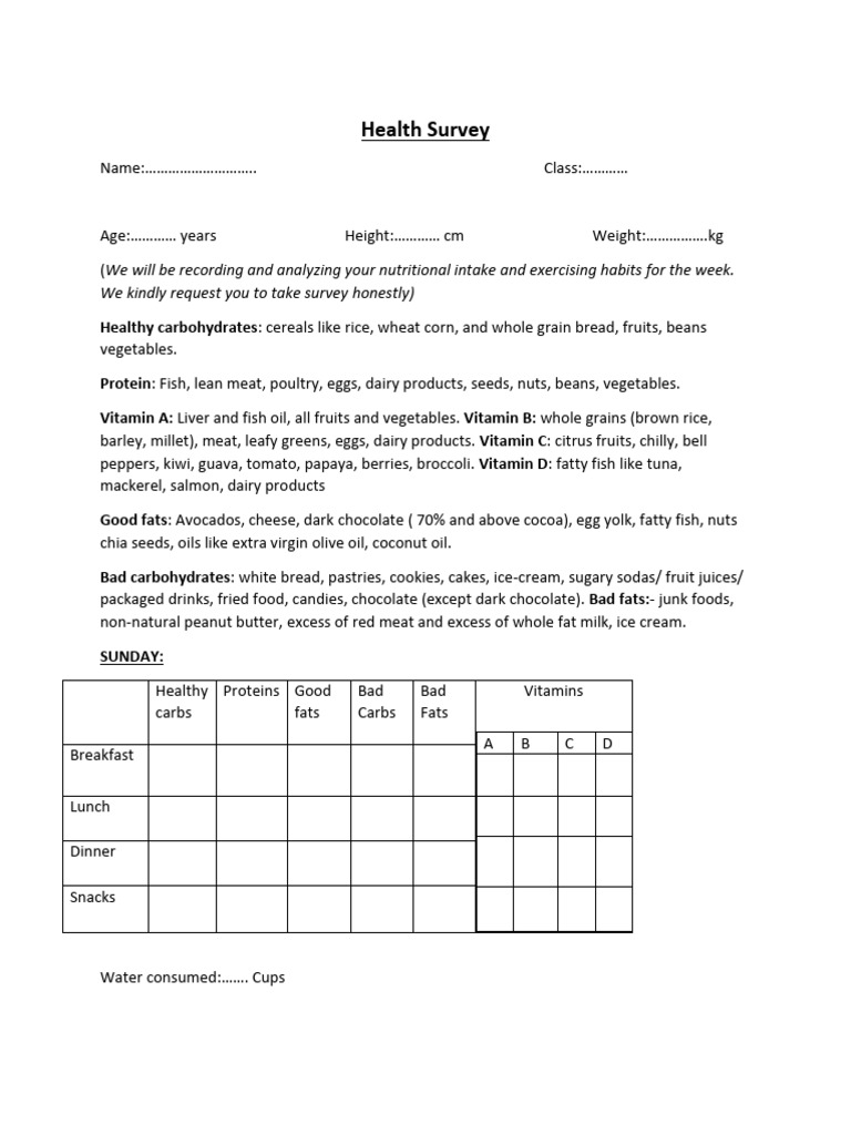 Health Survey Template | PDF