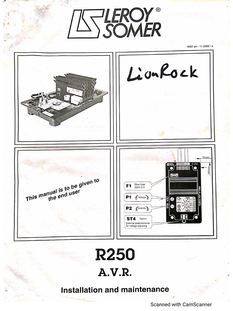 AVR - R250 Installation & Maintenance | PDF