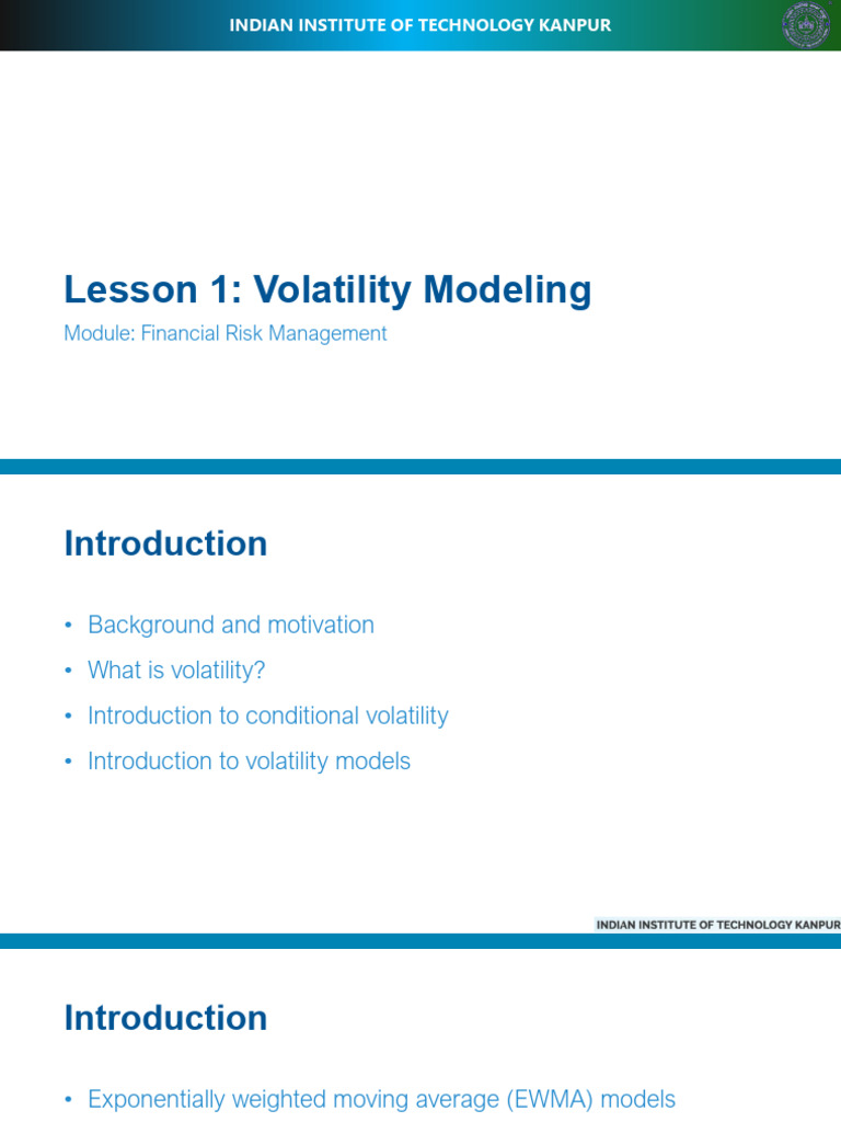Volatillity modelling and risk modelling ppt 1 unlocked pdf