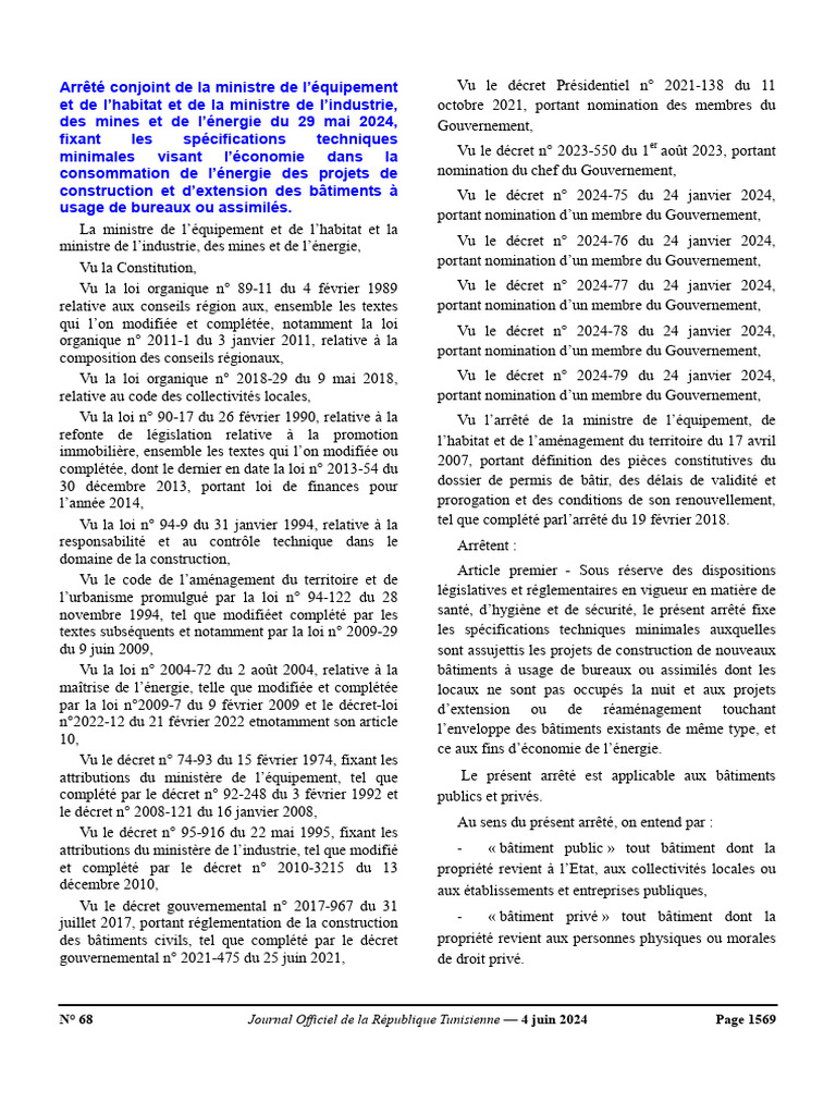 Arrêté 29 Mai 2024 Usage de Bureaux Ou Assimilés | PDF