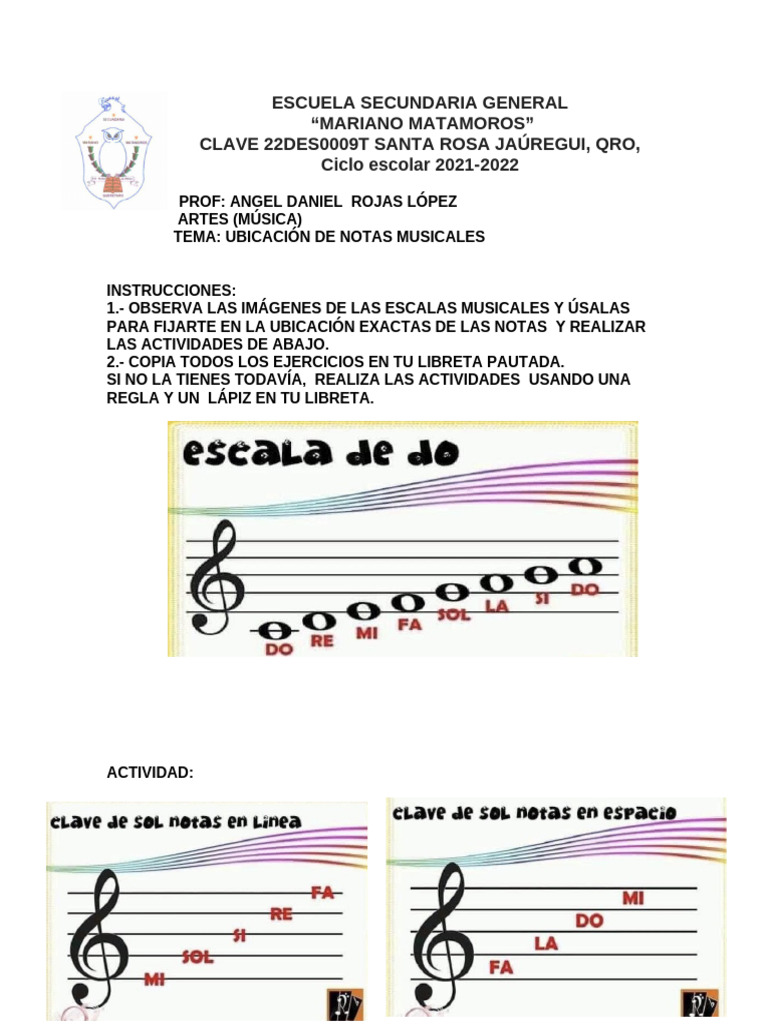 1 Ubicacion de Las Notas en El Pentagrama | PDF