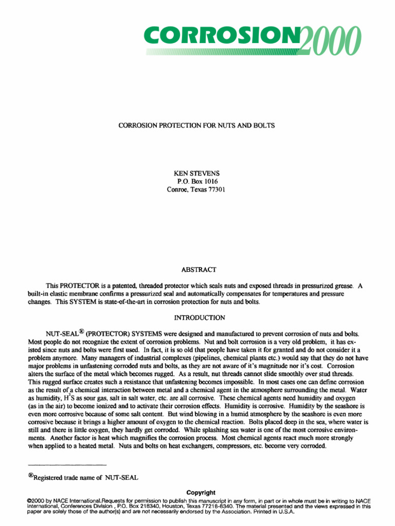 Corrosion Protection For Nuts and Bolts | PDF