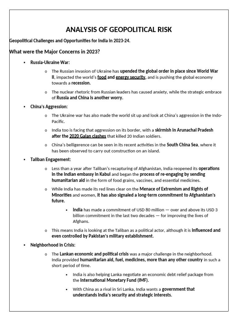 Analysis of Geopolitical Risk (Task 5) | PDF