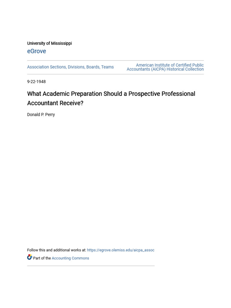 What Academic Preparation Should A Prospective Professional Accou | PDF