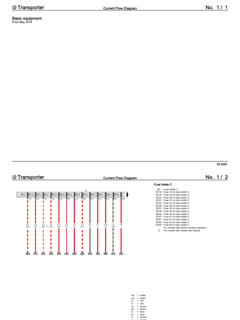 Transporter Current Flow Diagrams | PDF | Wheeled Vehicles | Motor Vehicle