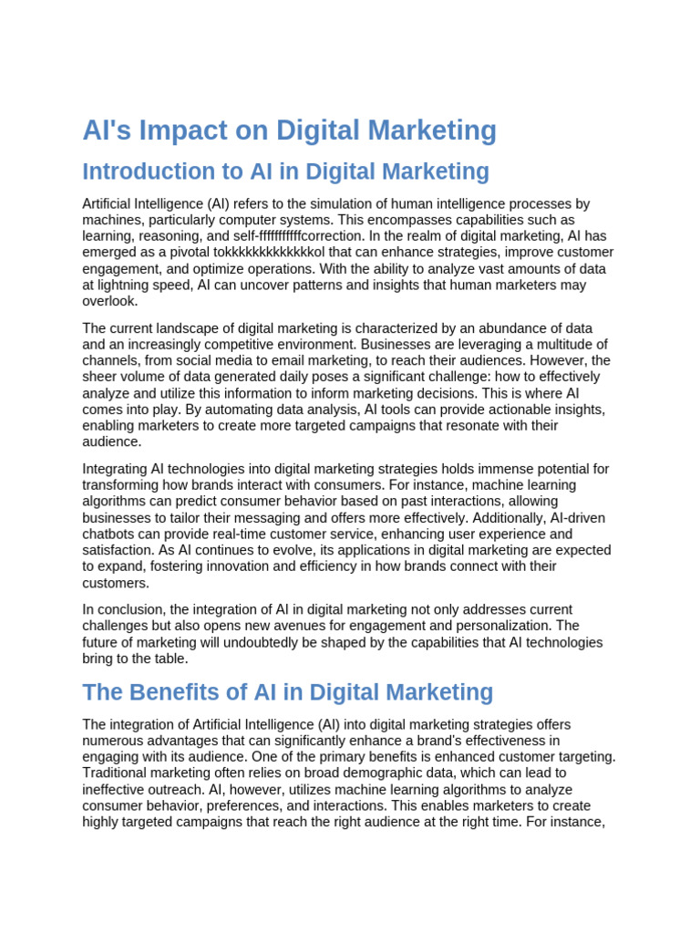 AI's Impact On Digital Marketing | PDF