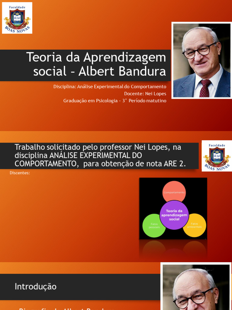 Teoria da Aprendizagem Social de Bandura | PDF | Aprendizado | Carreira ...