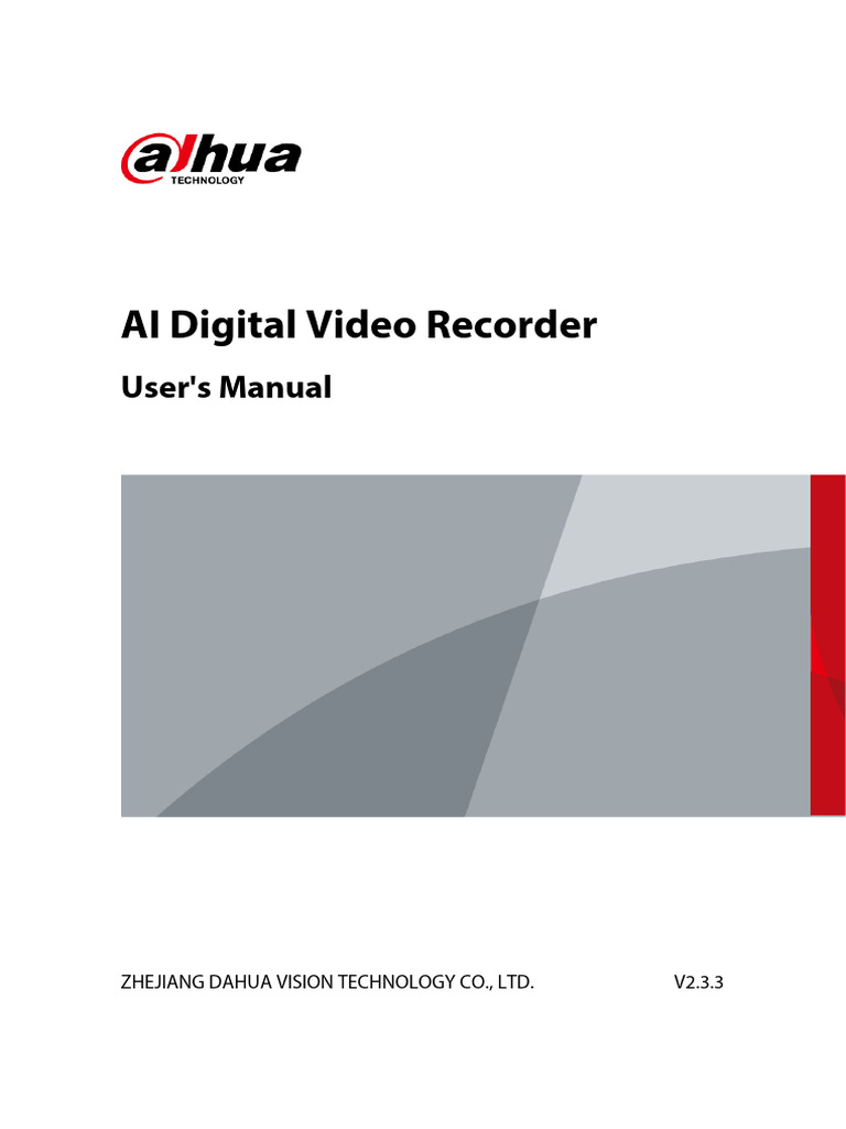 Dahua AI Digital Video Recorder User S Manual V2.3.3-Eng | PDF
