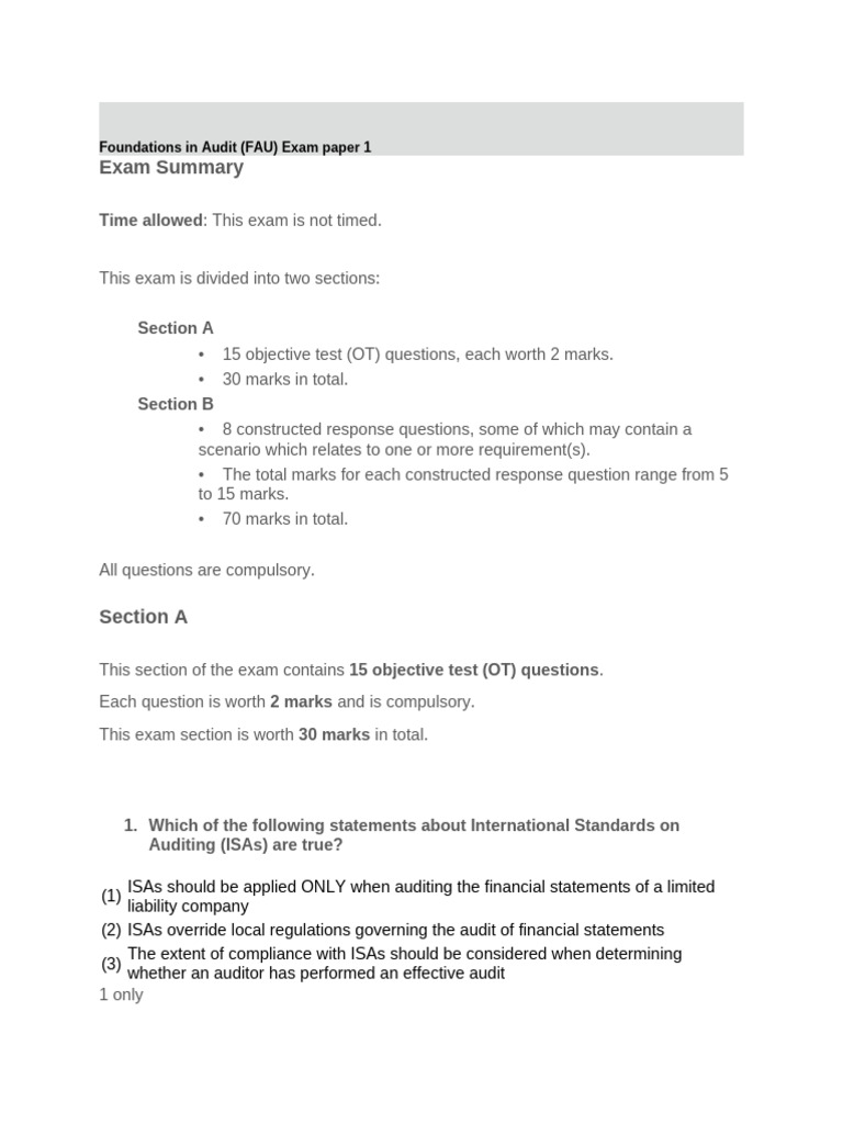 Fau Exam Paper 1 | PDF