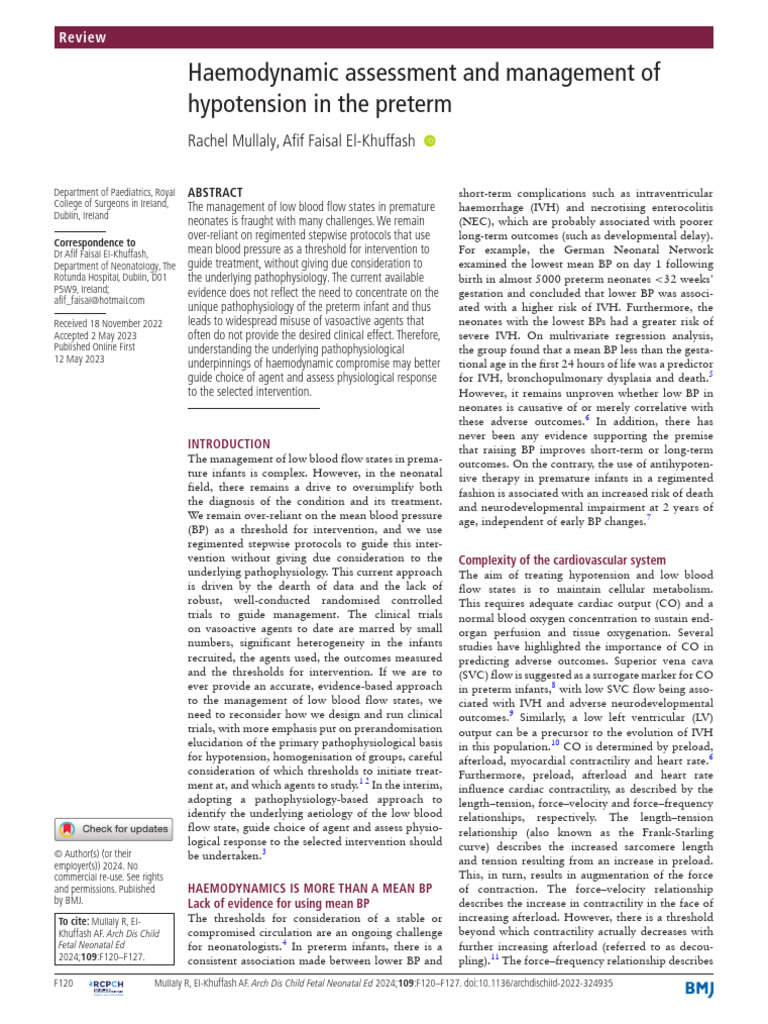 Haemodynamic Assessment and Management of | PDF
