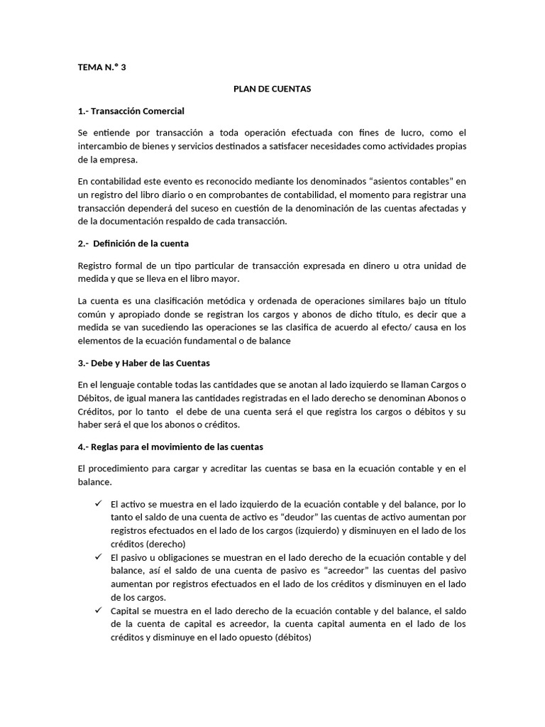 Tema #3 Plan de Cuentas | PDF
