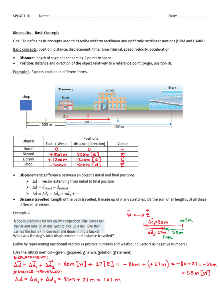 1.1 Kinematics - Basic Concepts - NOTES | PDF